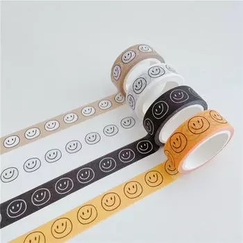 Ins Simple Cartoon Comic Smiley Washi Tape Scrapbooking DIY Decor Journal Korean Tape Cute Tape Paper Diary Candle Sticker хаки