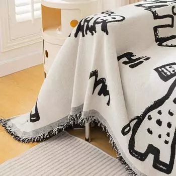 Ins Simple Cartoon Sofa Towel Chenille All-inclusive Universal Sofa Cover Fabric Four Seasons Universal Sofa Cover Sofa Blanket 180*130cm