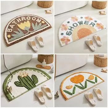 Ins Simple Полукруглый впитывающий коврик для пола в ванной комнате Утолщенный нескользящий коврик для туалета Коврик для туалетной двери 40Cm * 60cm (crystal velvet, hot-selling model)