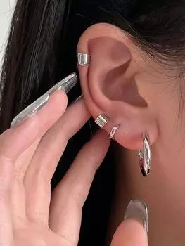 ins simple wide-sided stud earrings female versatile personality temperament 925 sterling silver stud earrings niche high-end ear jewelry fashion 925 Silver