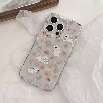 Ins сладкий смайлик мультфильм собака кошка автомобиль цветок Imd чехол для телефона Iphone 11 13 Promax 12 14 Pro Max задняя крышка Капа For iphone 14