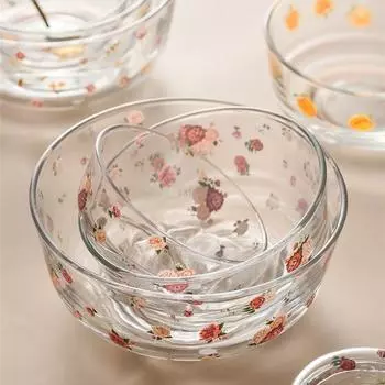 Ins Small Fresh Heat Стеклянная миска для отеля Овощной фруктовый салат Бытовой рис Мгновенная изоляция