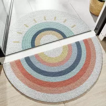 Ins Small Fresh Pvc High Elastic Wire Circle Semi-circular Floor Mat Entry Door Household Dirt-resistant and Wear-resistant Anti-slip Mat 45*90cm