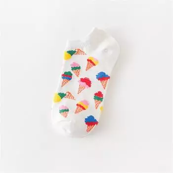 INS Смешные мультяшные носки с яйцами Милые девчачьи Счастливые животные Фрукты Еда Короткие носки Омлет Клубника Ананас Радужные полоски