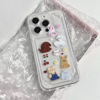 Ins собака кролик медведь мультфильм животных овца вишня звезды любовь сердце чехол для телефона для Iphone 11 12 Promax 14 13 Pro Max задняя крышка for iphone 11
