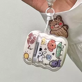 Ins собака медведь животное зоопарк мультфильм милый чехол для наушников волнистый чехол для Apple Airpods 1 2 3 Pro беспроводная Bluetooth зарядная коробка Капа For Airpods Pro