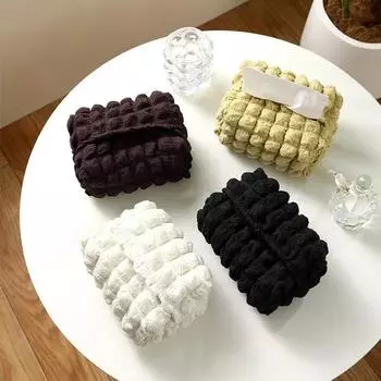 Ins Soft Puff Tissues Boxes Household Tissue Storage Boxes Desktop Tissue Decor Napkin Storage Holders Puff Tissue Storage Bag чёрный