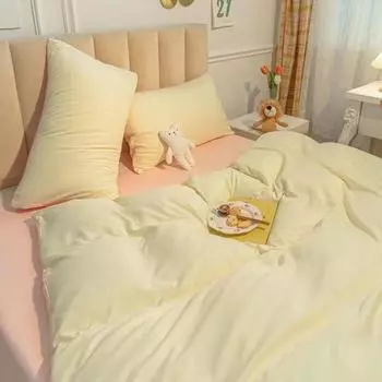 Ins Solid Color Bedding Set Purple Quilt Cover King Size Girls Duvet Cover Skin Friendly Fabric Bed Linens Deocr Home Textiles Single150x200 3pcs