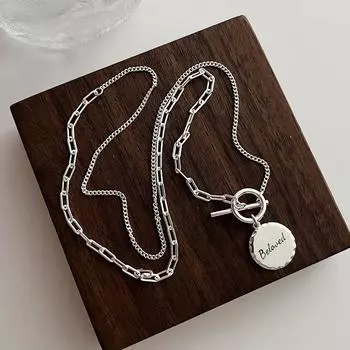 INS Special-Interest Design Высококачественное стерлинговое серебро S925 с круглой пряжкой, ожерелье для свитера осень/зима 925 серебряный