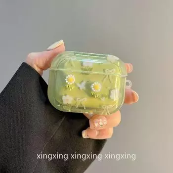Ins Spring and Summer Sunflower Flower for Apple Airpods4 Protective Case Bluetooth Airpodspro2 Generation 3 Generation Earphone Case airpods3 Green Sunflower Flower [Single Shell]]