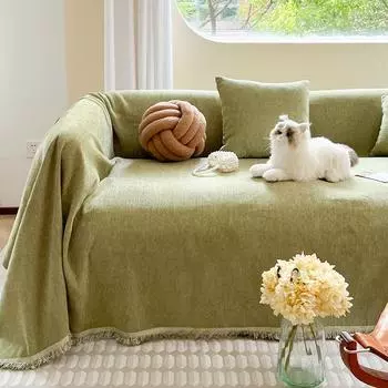 Ins Среднего возраста зеленое цельное полотенце для дивана, универсальное полное покрытие, чехол для дивана, шенилловое полотенце из ткани 180*130cm
