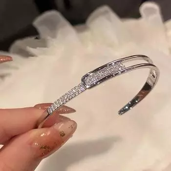 INS Starry Silver Female Special-Interest Design Bracelet Gypplesus Diamond Bracelet-Opening