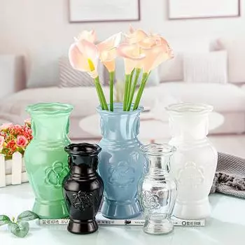 Ins Стеклянная ваза в китайском стиле, винтажная рельефная ваза, цветочная композиция, центральное украшение, ваза, украшение для дома, украшения