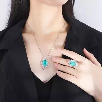 ins стиль классический цвет сокровище мода популярный имитация парай кольцо кулон