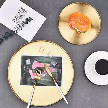 Ins Стиль кольцо из нержавеющей стали ожерелье кастрюля для хранения золотой поднос круглый поднос для демонстрации пищевых ювелирных изделий роскошный домашний органайзер для чая 12.5cm