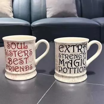 Ins стиль ретро буквы Кружка высокая красота завтрак кофейная чашка большая емкость высокотемпературная керамическая чашка оптовая продажа