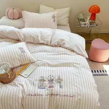 Ins стираный хлопок, жаккардовая вышивка, волшебная цирковая кровать, комплект из четырех предметов, чистый хлопок, 1,5 м, 1,8 м, пододеяльник, простыня 1.2m bed sheet 3pcs
