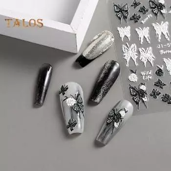 Ins Style 5D наклейки для ногтей долговечная глянцевая отделка идеально подходит для украшения ногтей поставка наклеек для дизайна ногтей черный белый