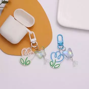 Ins Style акриловый красочный прозрачный цветок брелок кулон украшение на сумку чёрный