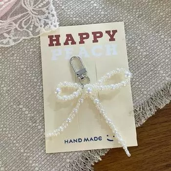 Ins Style бисерный бант брелок жемчуг галстук-бабочка телефон кулон чехол для наушников подвеска сумка декор автомобильный брелок as the picture