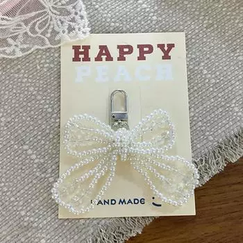 Ins Style бисерный бант брелок жемчуг галстук-бабочка телефон кулон чехол для наушников подвеска сумка декор автомобильный брелок as the picture