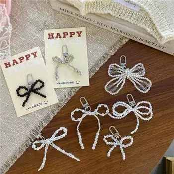 Ins Style бисерный бант брелок жемчуг галстук-бабочка телефон кулон чехол для наушников подвеска сумка декор автомобильный брелок