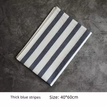 INS Style Black and White Gingham Placemat European Style Artistic Tablecloth Nordic Simple Napkin Western-Style Placemat Baking Photo Props White background blue thick stripes 40*60cm