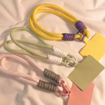 Ins Style Braid Мобильный телефон Ремешок Однотонный анти-потеряющийся короткий браслет подвеска для подвешивания ремешок веревка с проставкой чёрный