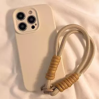 Ins Style Braid Мобильный телефон Ремешок Однотонный анти-потеряющийся короткий браслет подвеска для подвешивания ремешок веревка с проставкой зелёный