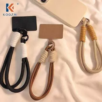 INS Style Braid Mobile Phone Lanyard Fashion Solid Color Anti-loss Short Wrist Band Pendant Hanging Strap Rope W/Spacer чёрный