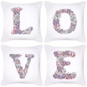 ins style butterfly flower purple letter sofa peach skin super soft pillowcase does not include pillow core Peach skin material