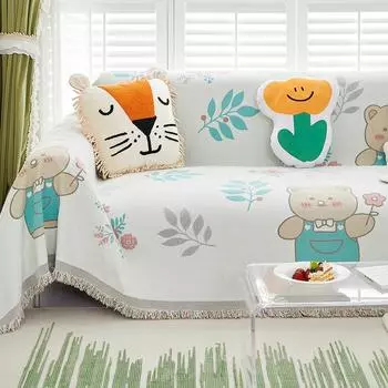 INS Style Cartoon Sofa Cover Cloth Sofa Cover All-Inclusive Four Seasons Universal Blanket Sofa Cushion 180*130cm