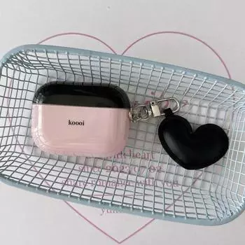 INS Style Elegant Pink Black Contrast Color Airpods4 Generation Earphone Sleeves Applicable to Apple 2 Generation Wireless Stylish Earphone Case Airpods 3rd generation Pink + black Heart pendant