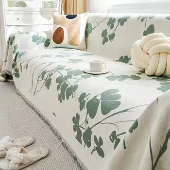 INS Style Flower Chenille Sofa Towel Anti-Scratching Non-Stick Wool Sofa Cover Cloth Four Seasons Universal Non-Slip Sofa Slipcover 180*130cm