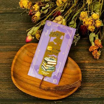 Ins Style Inspirational Metal Bookmark Hollow Fringed Text Book Element High Value Graduation Commemorative Bookmark