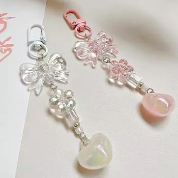 Ins Style красочный брелок для ключей с любовью, милый бант, кулон для телефона, чехол для наушников, подвеска, сумка, декор, автомобильный брелок для ключей