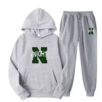 INS Style Letter Design Мужские комплекты с капюшоном KNIGHTS Print Весна Осень Мужские комплекты из чистого хлопка Больше цветов с капюшоном Одежда 100