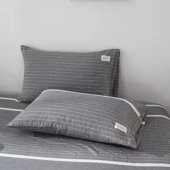 Ins Style Модная хлопковая однотонная трикотажная моющаяся наволочка 2 шт. Сдержанная простая дышащая приятная для кожи 48x74cm 2PCS серый