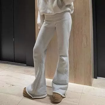 Ins Style Модный тренд Сплошной цвет Горячая девушка с низкой талией Бедро Базовые широкие брюки Повседневные расклешенные брюки 2024 Осенне-зимний стиль S серый