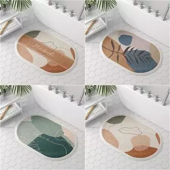 Ins Style Овальный коврик для ванной комнаты Нескользящие пушистые боковые ковры для ванны Душевая комната Впитывающие коврики для пола Коврики для туалета и домашних животных Tapis W40X60cmL S