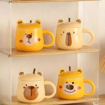 Персонализированная креативная керамическая кружка с изображением медведя из мультфильма Ins, высококачественная домашняя питьевая вода, чашка для кофе и молока 460ml