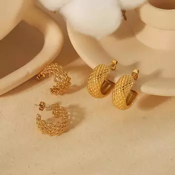 ins style персонализированные модные серьги 18-каратное золото нержавеющая сталь C-образные ромбовидные серьги женские