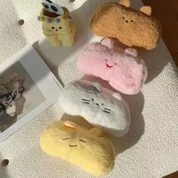 Ins Style Plush Pen Bag Multifunctional Kawaii Cosmetic Pouch Cartoon Pencil Case for Student белый