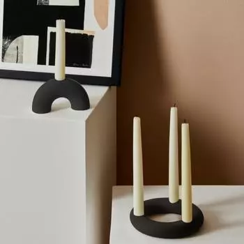 ins style простой черно-белый керамический подсвечник простой ваби-саби ретро подсвечник мягкие украшения украшения HP13231-1W White Arched Candlestick