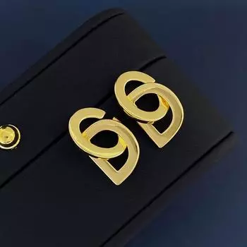 Ins Style Простые серьги-гвоздики с буквами Cd, женская мода, универсальные медные позолоченные серьги, украшения для ушей золотой