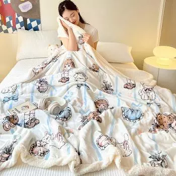 Ins Style Sherpa флисовое одеяло роскошное плюшевое фланелевое одеяло для осени и зимы уютное мягкое двустороннее покрывало для кровати и дивана 100x150cm(39x59inch)