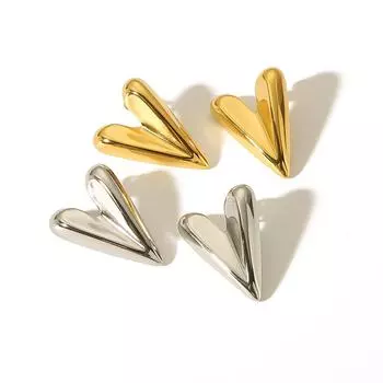 ins style simple fashion design love earrings 18K gold stainless steel geometric heart earrings high sense women
