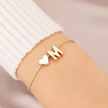 Ins Style Simple Fashion Love Bracelet Personality Design 26 английских букв Ювелирные изделия для рук S069 A золотой