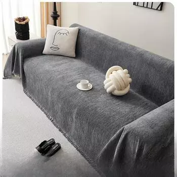 Ins Style Sofa Towel Cover Cloth Four Seasons Universal Sofa Cushion Simple Solid Color Sofa Cover Sofa Cover Non-Slip Stain Resistant 90*180cm