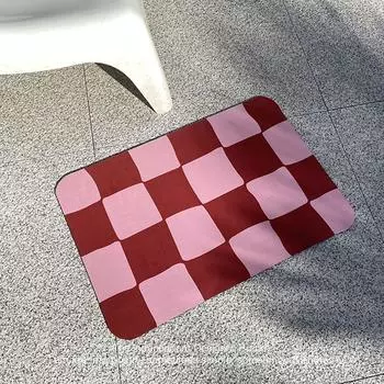 Ins Style Sub Soft Diatom Mud Напольный коврик в шахматном порядке, впитывающий, легко чистящийся коврик для двери, нескользящий коврик для ног в ванной комнате 40 * 60CM diatom mud